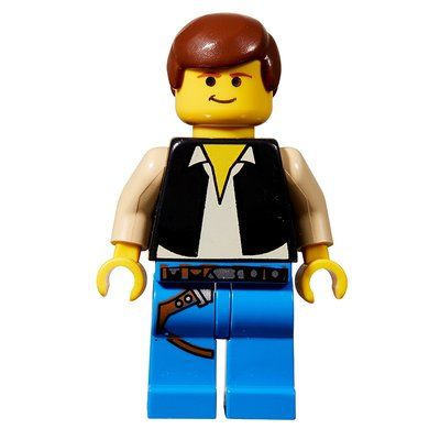 Minifigure Han Solo, Black Vest, Yellow Skin, Blue Legs (3626b Head) del set 7190