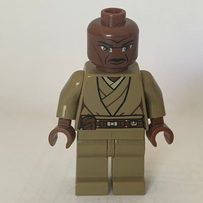 Minifigure Mace Windu, Dark Tan Plain Legs (Clone Wars) del set 8019