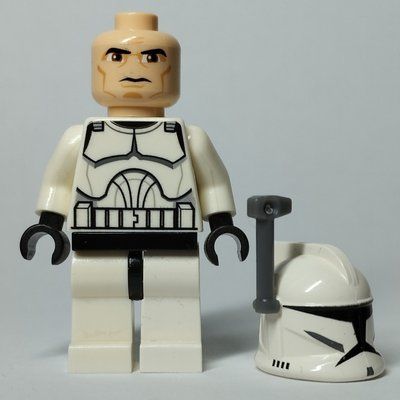 Figurine Clone Trooper, Phase I Armor, Brown Eyes, Dark Bluish Gray Rangefinder du set 7676