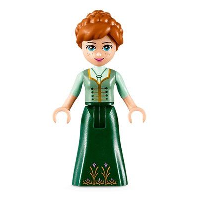 Minifigure Anna - Sand Green and Dark Green Dress, Closed Mouth from set 43172