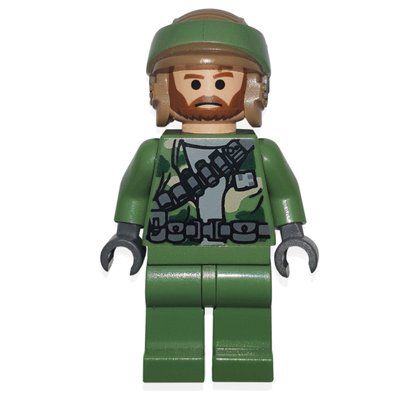 Figurine Rebel Trooper in Endor Uniform, Sand Green Legs, Brown Beard, Neck Bracket du set 8038