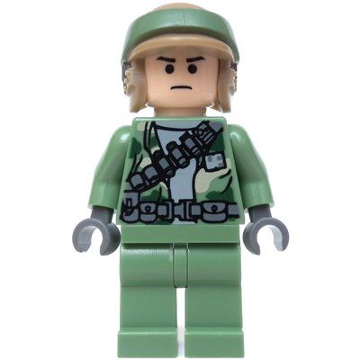 Figurine Rebel Trooper in Endor Uniform, Sand Green Legs, Black Eyes, Neck Bracket du set 8038