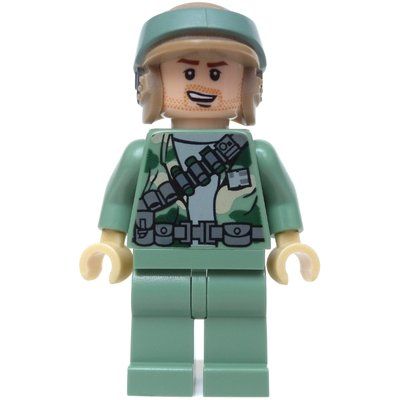Figurine Rebel Trooper in Endor Uniform, Sand Green Legs, Beard Stubble du set 9489