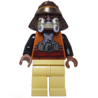 Minifigurka Lando Calrissian, Skiff Guard Disguise, Dark Brown Helmet, Tan Legs z zestawu 9496