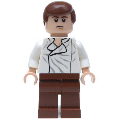 Figurine Han Solo, White Shirt, Reddish Brown Legs, Dual Sided Head Closed Mouth / Closed Eyes du set 9516