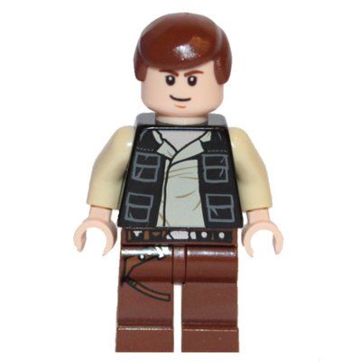 Minifigura Han Solo, Black Vest, Reddish Brown Legs, White Pupils del set 75003