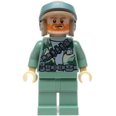 Minifiguur Rebel Trooper in Endor Uniform, Sand Green Legs, Dark Orange Beard uit set 10236