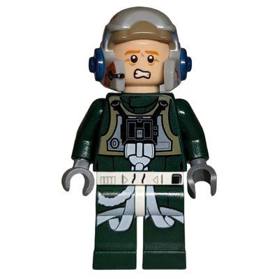Minifigura Rebel Pilot A-wing, Dark Green Uniform, Sand Blue Helmet Stripe del set 75003