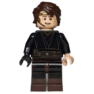 Figurine Anakin Skywalker, Black Robe, Dark Brown Legs, Printed Headset du set 75038
