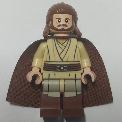 Figurine Qui-Gon Jinn, Printed Reddish Brown Legs, Cape du set 75058