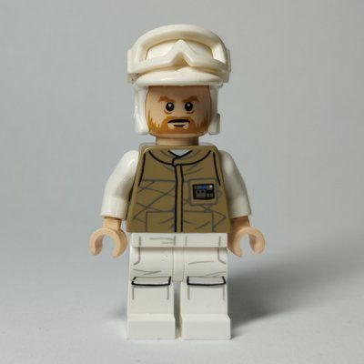 Figurine Rebel Trooper in Hoth Uniform, White Hat, Dark Tan Jacket, Beard du set 75098