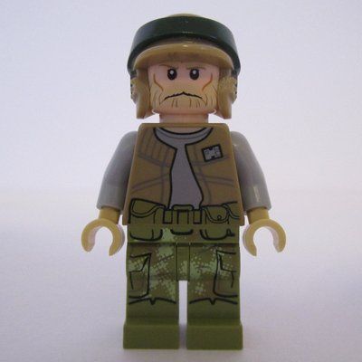 Minifigure Rebel Trooper in Endor Uniform, Olive Green Legs, Tan Beard del set 75094