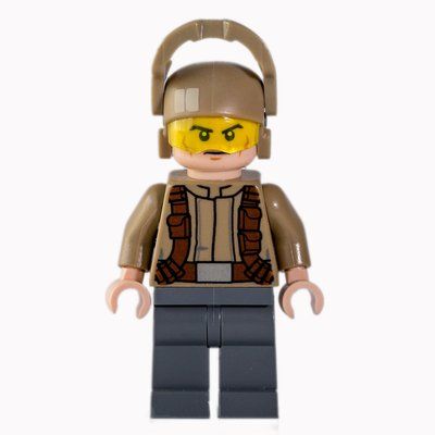 Minifigure Resistance Soldier, Dark Tan Helmet, Dark Tan Shirt, Cheek Lines from set 75140