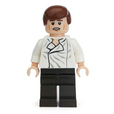 Minifigure Han Solo, White Shirt, Dark Brown Legs, Dual Sided Head Open Mouth / Closed Eyes, Smooth Hair del set 75137