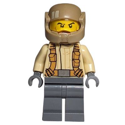 Minifigure Resistance Soldier, Dark Tan Helmet, Tan Shirt, Cheek Lines del set 75131