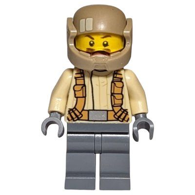 Minifigure Resistance Soldier, Dark Tan Helmet, Tan Shirt, Moustache del set 75131