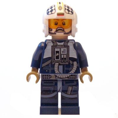 Figurine Rebel Pilot U-wing / Y-wing, Dark Blue Flight Suit, Black and White Checks on Helmet du set 75155