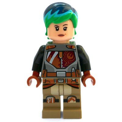Minifiguur Sabine Wren with Dark Blue and Bright Green Hair uit set 75184