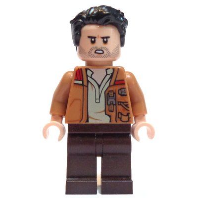 Minifigure Poe Dameron, Open Medium Nougat Jacket del set 75149