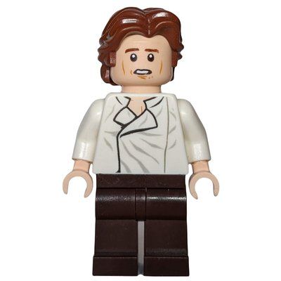 Figurine Han Solo, White Shirt, Dark Brown Legs, Dual Sided Head Open Mouth / Closed Eyes with Closed Mouth, Ruffled Hair du set 75222