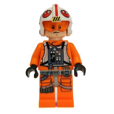 Figurine Luke Skywalker, Orange Rebel Pilot Outfit, Light Bluish Gray Hips, Black Hands, Helmet with Visor du set 75218