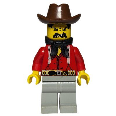 Minifigura Bandit - Western, Red Shirt, Black Handkerchief, Brown Hat del set 6769