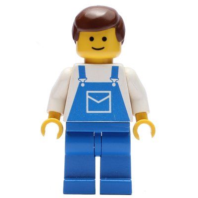 Figurine White Torso, Blue Overalls, Brown Hair (3626b Head) du set 4222