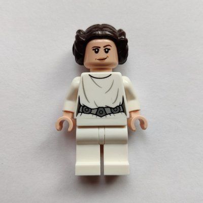 Figurine Princess Leia, White Robe, Dark Brown Hair, Decorative Belt, Dual Sided Head Open Mouth / Smile du set 75229