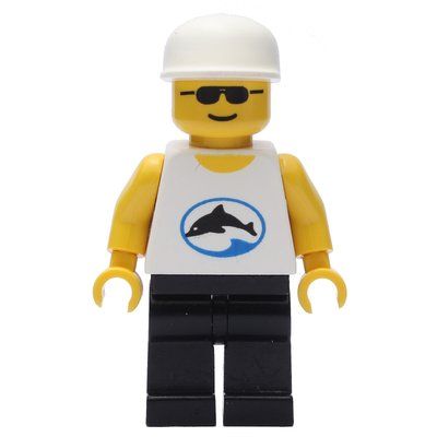 Figurine Man - Sunglasses, White Torso with Dolphin, Black Legs, White Cap du set 4267