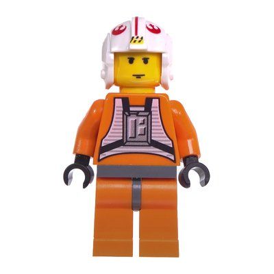 Figurine Luke Skywalker, Orange Rebel Pilot Outfit, Yellow Skin, Dark Bluish Gray Hips (3626c Head) du set 75258