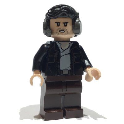 Figurine Poe Dameron, Black Jacket, Hair with Headset du set 75202