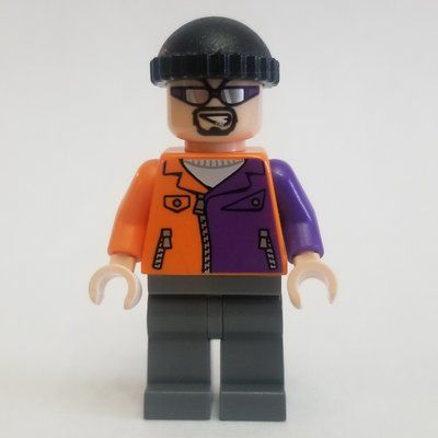 Minifigure Two-Face's Henchman in Orange and Purple Outfit with Glasses del set 6864