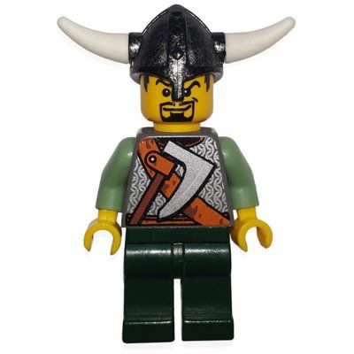 Figurine Viking Warrior - Armour, Battle Axe on Torso, Sand Green Arms, Dark Green Legs du set 7018