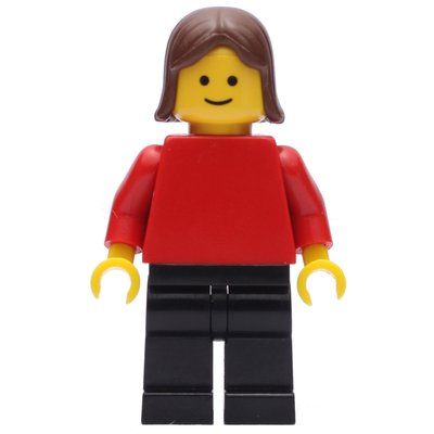 Minifiguur Woman - Red Torso, Black Legs uit set 9684