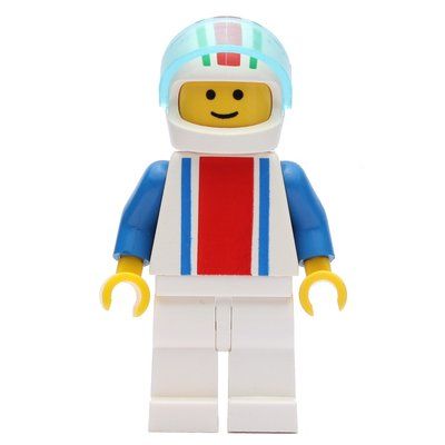 Figurine Racer - White Torso with Red/Blue Stripes, White Legs, White Helmet du set 4288