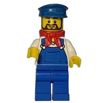 Figurine Train Machinist - White Torso, Blue Overall, Blue Hat du set 7939