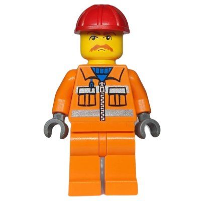 Figurine Train Worker - Orange Safety Vest, Orange Legs, Red Helmet du set 7898