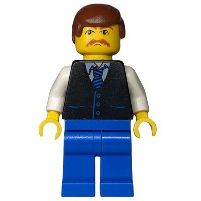 Minifiguur Man, Black Jacket, White Arms. Blue Legs uit set 7897