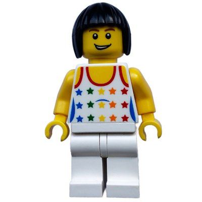 Minifiguur Woman - White Shirt with Stars, White Legs uit set 7938