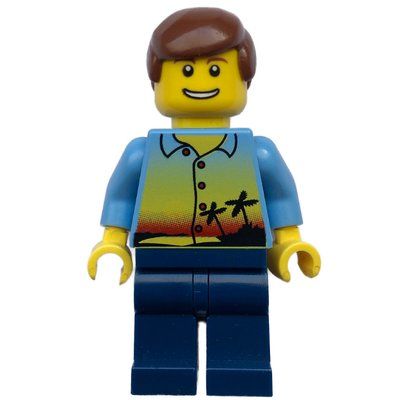 Minifiguur Man - Hawaiian Shirt, Dark Blue Legs uit set 7938