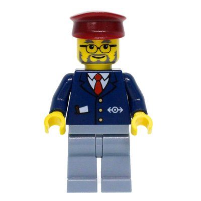 Figurine Conductor - Dark Blue Jacket, Sand Blue Legs, Dark Red Hat du set 7997