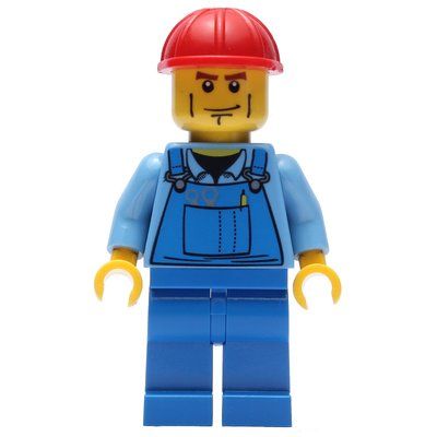 Figurine Worker - Medium Blue Torso, Blue Overall, Red Helmet du set 7997