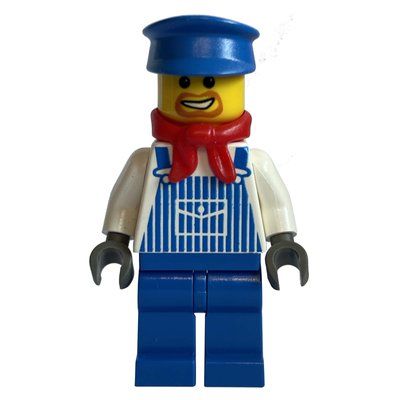 Figurine Train Machinist - White Torso, Blue Overall, Blue Hat, Red Scarf du set 10133