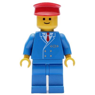 Minifigure Conductor - Blue Jacket, Blue Legs, Red Hat del set 4555