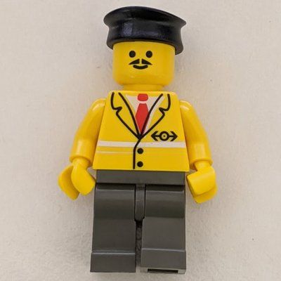 Figurine Conductor - Yellow Jacket, Dark gray Legs, Black Hat du set 4560