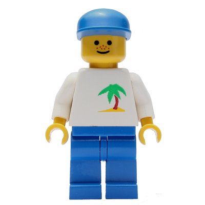 Figurine Man - White Torso with Palmtree, Blue Legs, Blue Cap du set 9650