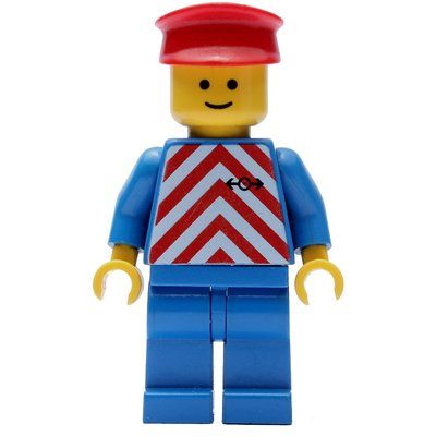 Figurine Train Worker - Red/White Shirt, Blue Legs, Red hat du set 10001