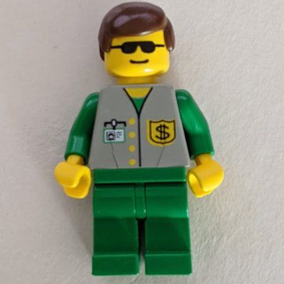 Figurine Bank Employee - Gray Vest, Green Legs, Sunglasses du set 4560
