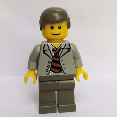 Figurine Scientist with Open Jacket and Black and Brown Striped Tie du set 4851