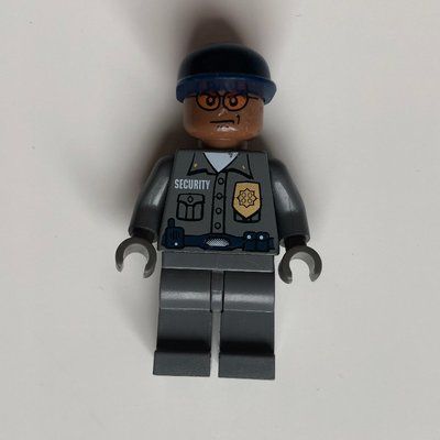 Figurine Security Guard Dark Bluish Gray Shirt with Badge, Dark Blue Cap, Orange Sunglasses du set 4854